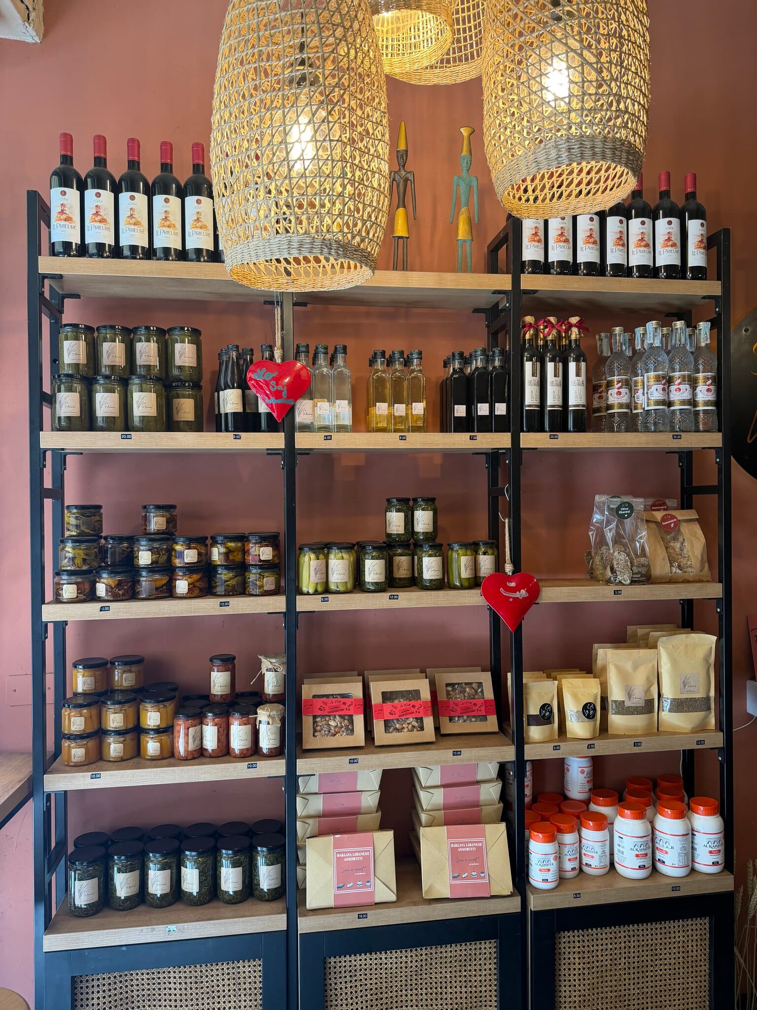 Shelves of imported Lebanese products at Lo Saj